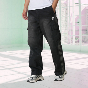 阿迪达斯三叶草男款裤子2025冬季新款梭织宽松百搭潮流长裤KS5978