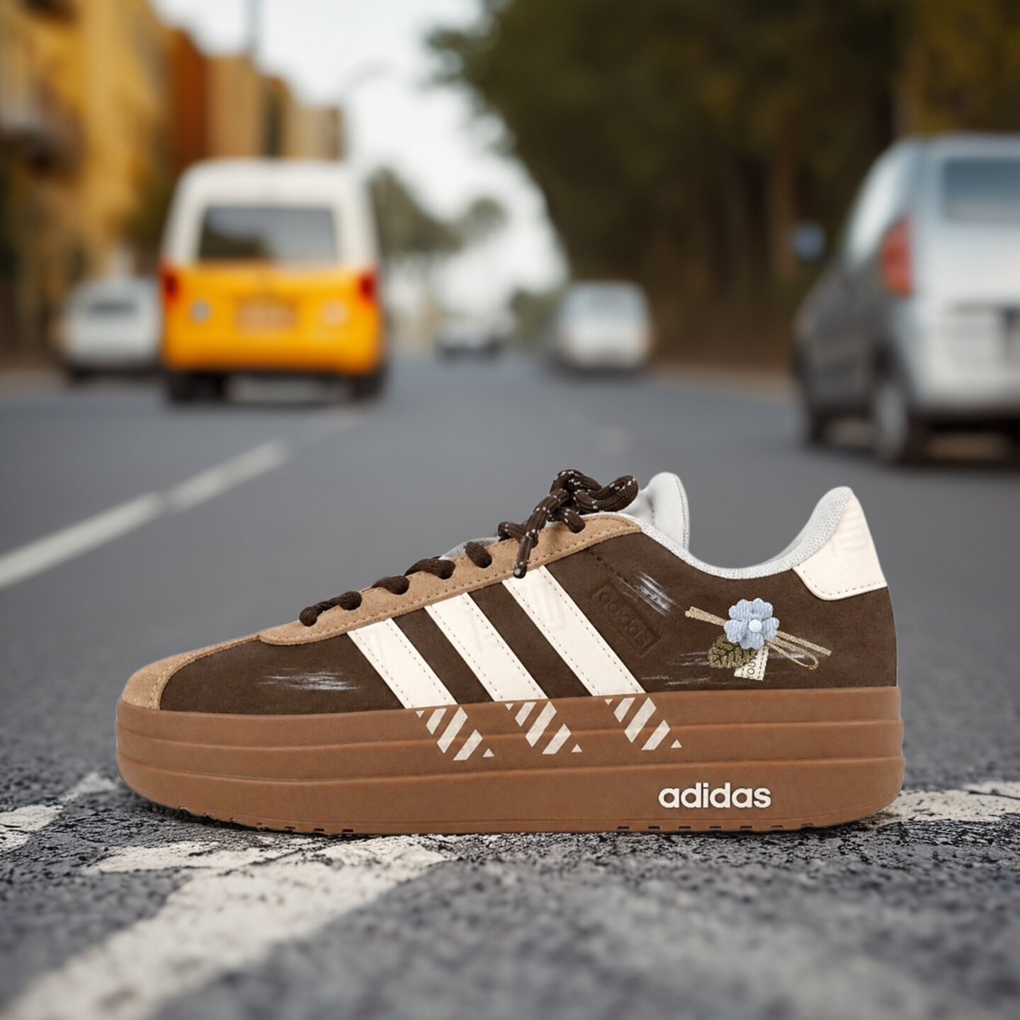 【球鞋定制】阿迪达斯adidas VL Court Bold 可可奶霜 女厚底板鞋
