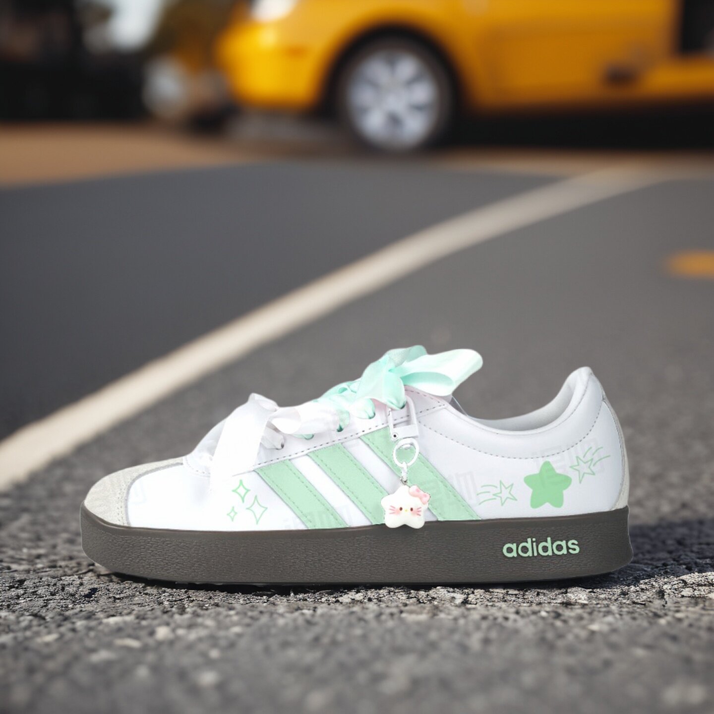 【球鞋定制】Adidas阿迪达斯 VL COURT 薄荷绿星 男女款低帮板鞋