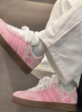 【球鞋定制】Adidas阿迪达斯男女鞋子 粉红恋人 休闲百搭低帮板鞋