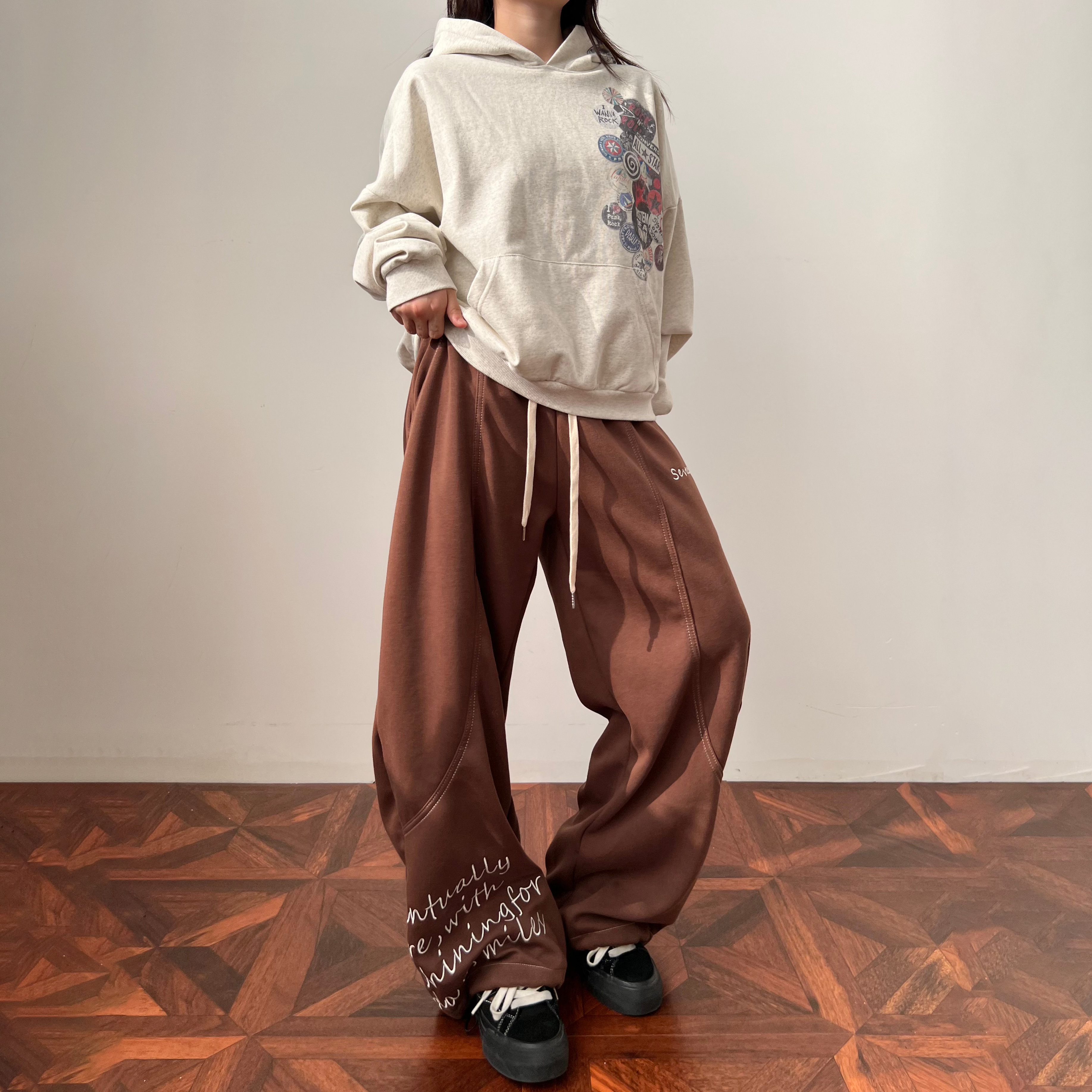 美式辣妹街头宽松阔腿休闲卫裤