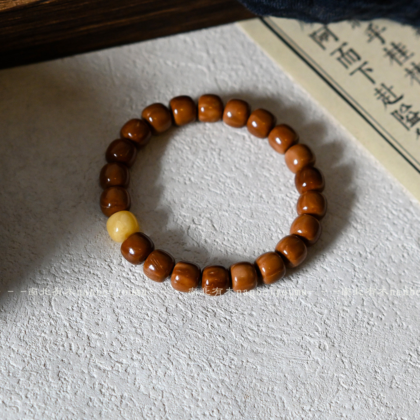 精品库克手串桶珠搭配蜜蜡天珠朱砂菩提单圈文玩盘玩男女同款手链