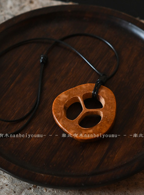 库克随形切片项链黑檀木天然檀木质小众设计文玩简约吊坠男女项链
