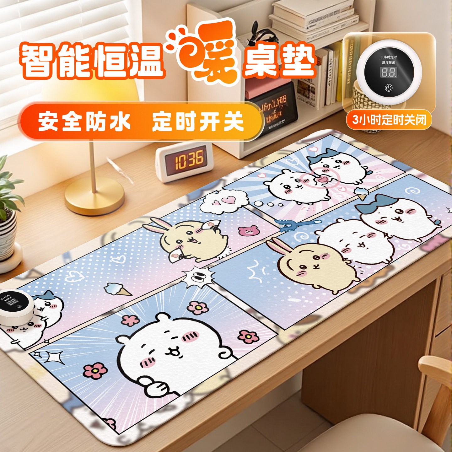 吉伊卡哇加热鼠标垫超大防水耐脏