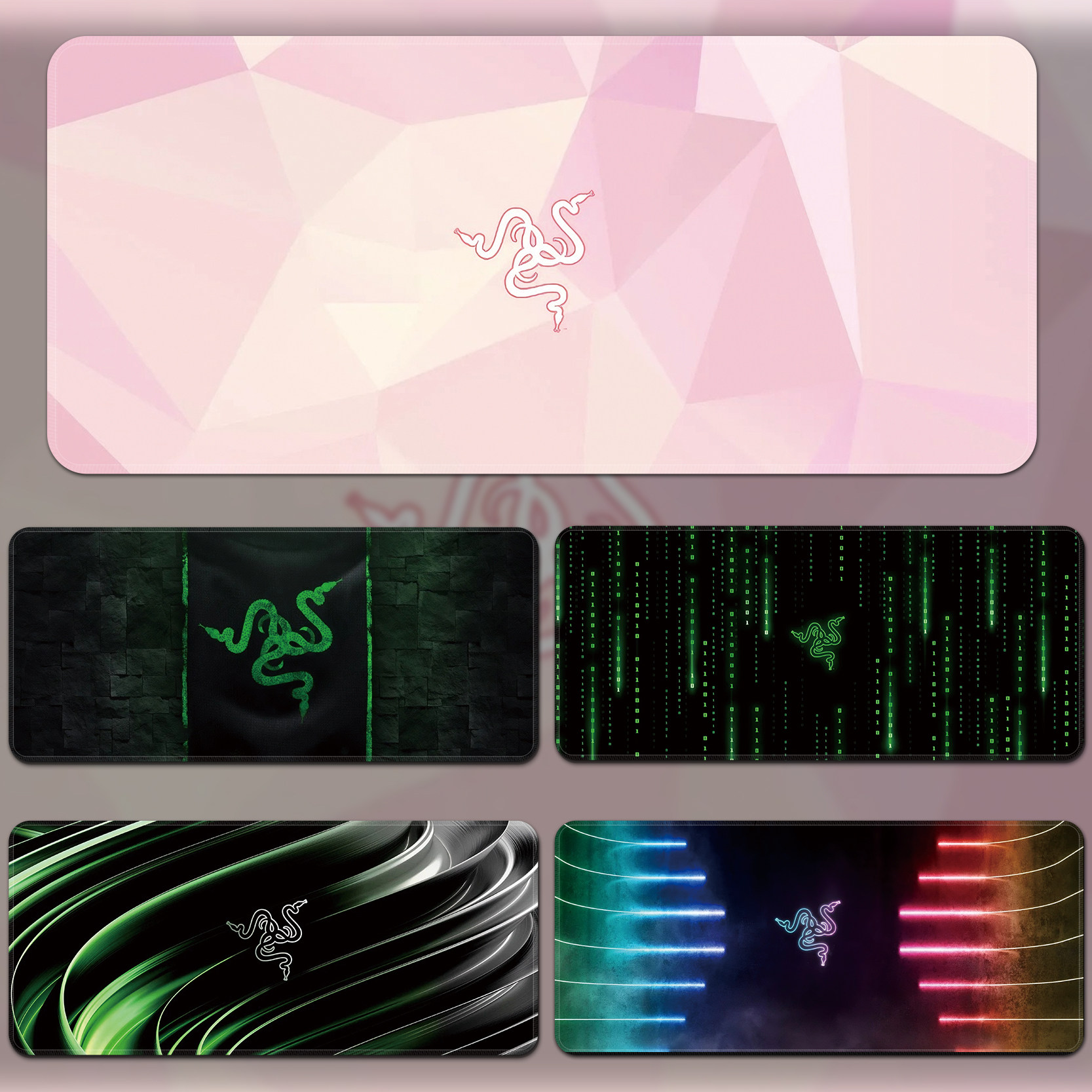 Razer/雷蛇电竞游戏鼠标垫加厚防滑超大号橡胶键盘垫FPS细面桌垫