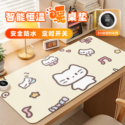 手绘小猫加热鼠标垫超大防水耐脏