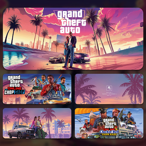GTA5鼠标垫超大号游戏电脑桌面垫男生电竞游戏专用滑鼠垫键盘垫子