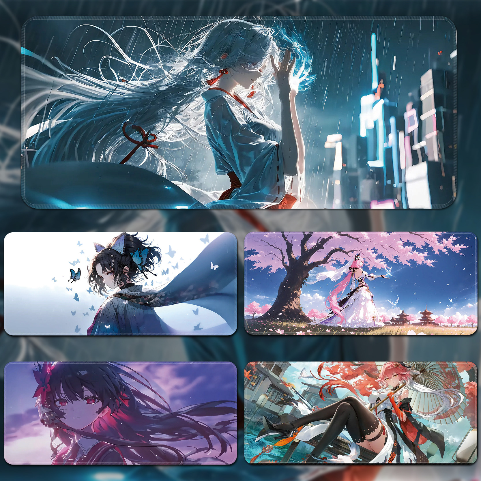 二次元少女电竞超大鼠标垫加大加厚男生宿舍办公游戏通用键盘桌垫
