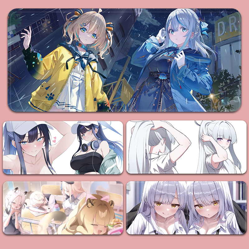 超大号鼠标垫二次元办公桌垫电脑键盘加厚护腕垫防滑锁边橡胶软垫