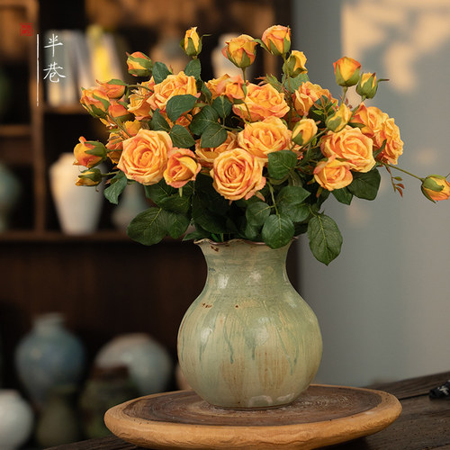 陶瓷花瓶手工花边口罐子客厅插花干燥花装饰摆饰覆古可水培景德镇