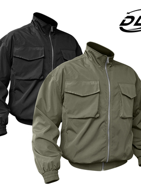 DLZ短宽夹克美式军绿黑色休闲型工绿色装春夏硬汉多口袋休闲外套