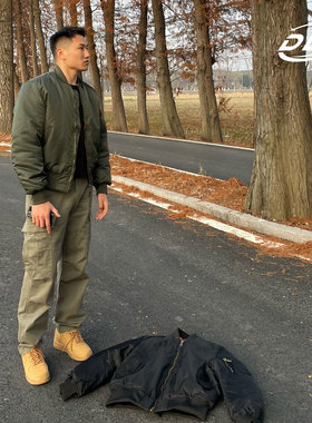 DLZ秋冬夹克廓形短宽加厚棉衣美式休闲立领复古棒球服外套