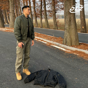 DLZ秋冬夹克廓形短宽加厚棉衣美式 休闲立领复古棒球服外套