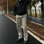 DLZ加厚休闲裤 硬汉板正长裤 秋冬斜纹弹力美式 直筒休闲水洗新款