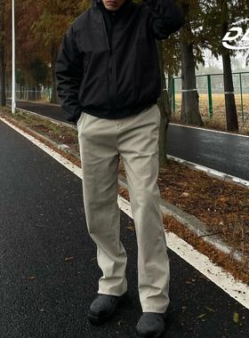 DLZ加厚休闲裤秋冬斜纹弹力美式直筒休闲水洗新款硬汉板正长裤