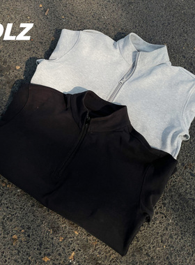 DLZ强哥春夏长袖打底拉链弹力索罗娜磨毛美式套头卫衣