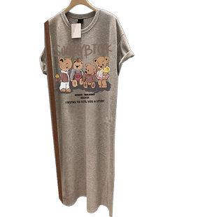 连衣裙2026新款女纯棉宽松短袖长款t恤大码微胖长裙睡裙女款夏季