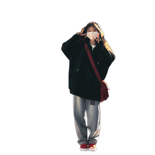 黑色卫衣外套女加绒秋冬美式复古开衫拉链中长款大码慵懒风上衣潮