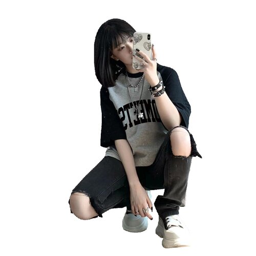 短袖宽松常规印花韩版