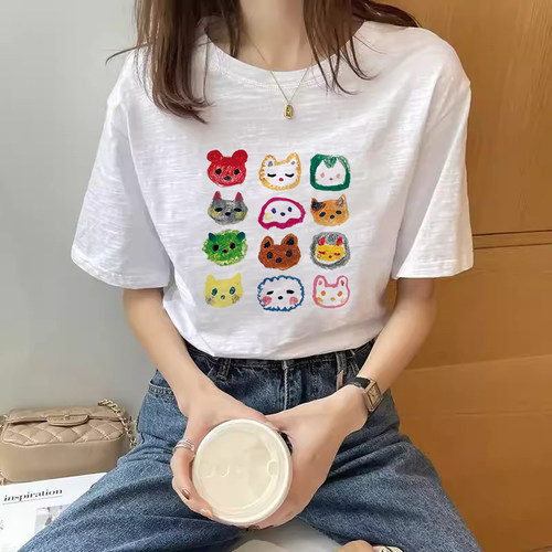 大码女装显瘦竹节棉休闲宽松上衣