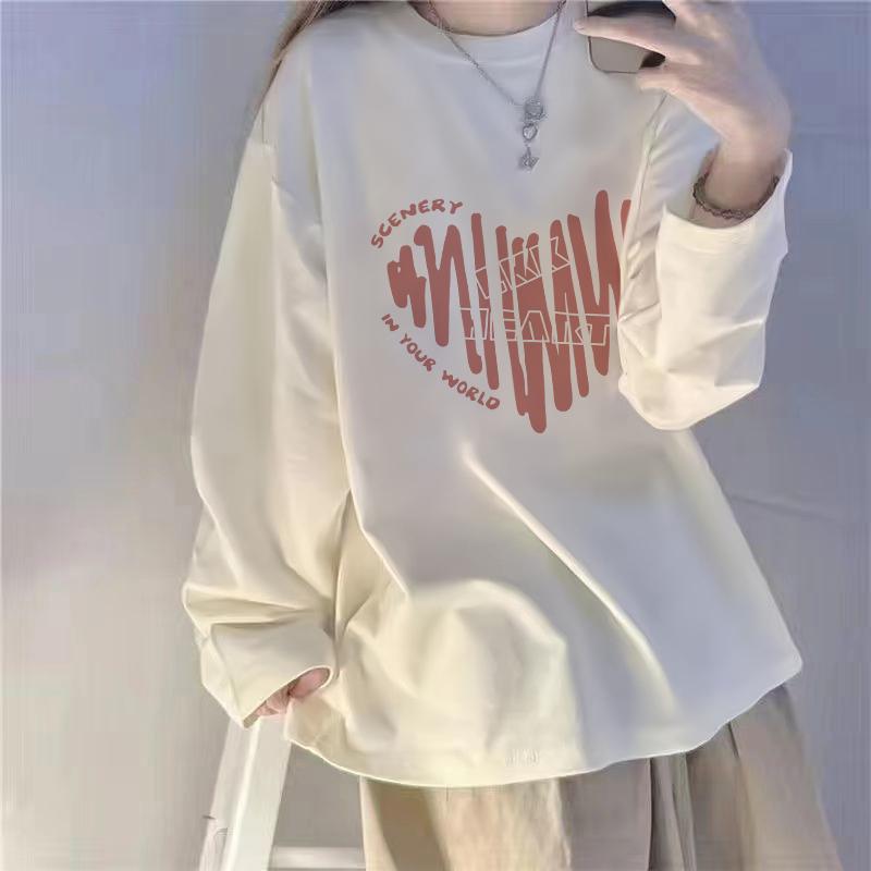 白色t恤打底衫女大码长袖上衣女