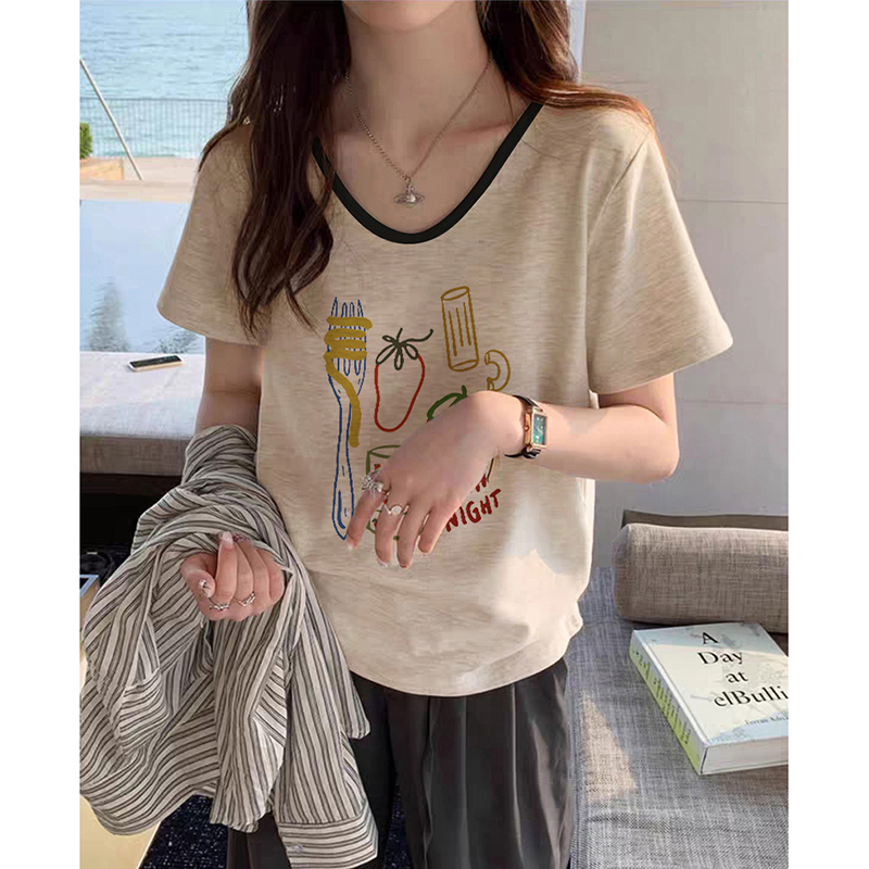 灰色印花甜辣小上衣女