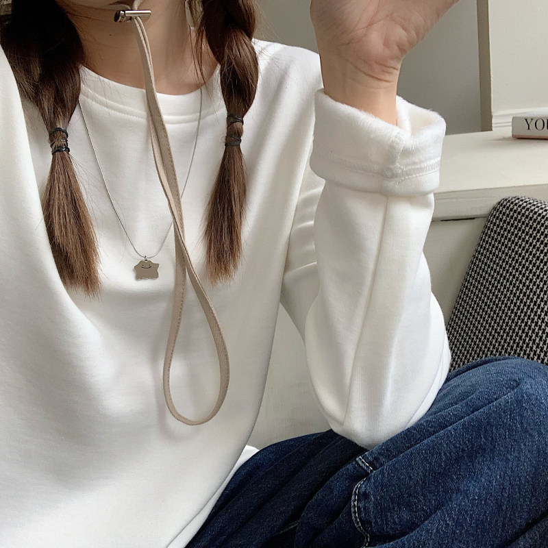德绒打底衫女秋冬修身内搭加绒磨毛长袖t恤大码上衣韩系ins风穿搭