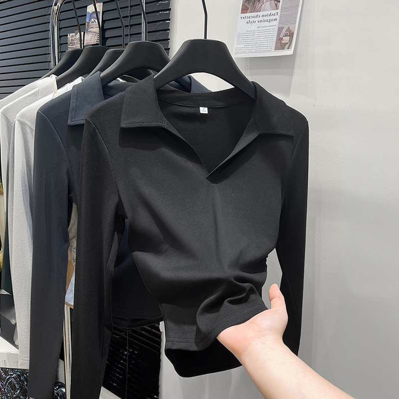 微胖短款黑色甜辣chic上衣
