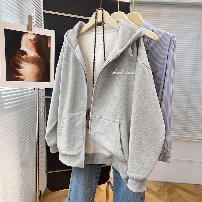 灰色连帽卫衣女2026新款