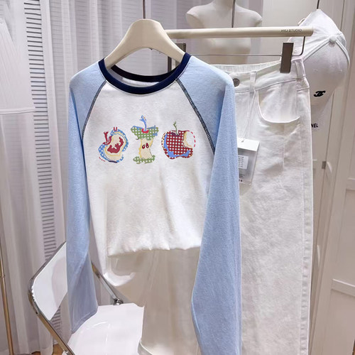 插肩长袖t恤女2025新款宽松慵懒