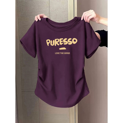 微胖女孩显瘦遮肚短袖t恤女