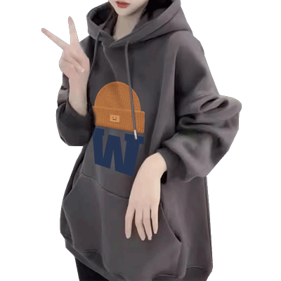 银狐绒卫衣女秋冬中长款连帽加绒