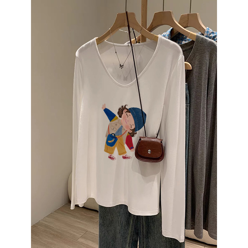 春秋长袖t恤女2025新款白色打底