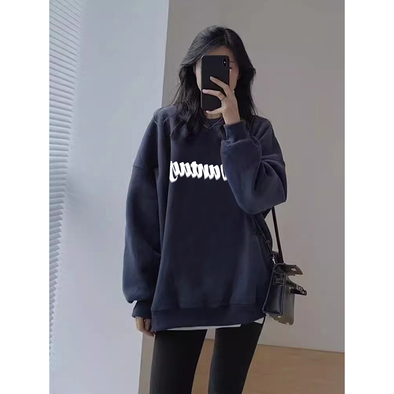 山东即墨加绒卫衣女秋冬款银狐绒