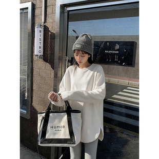 德绒白色打底衫女内搭胖mm大码女装不规则中长款上衣女遮屁股洋气