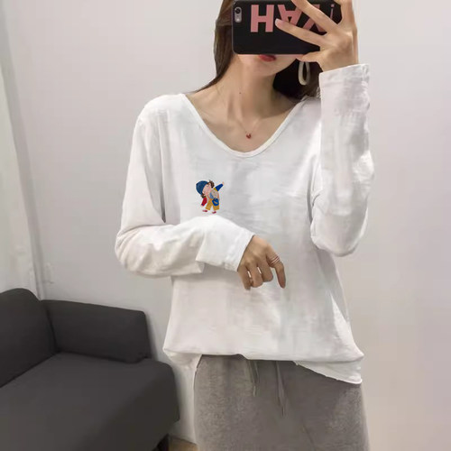 竹节棉长袖纯棉t恤2026新款