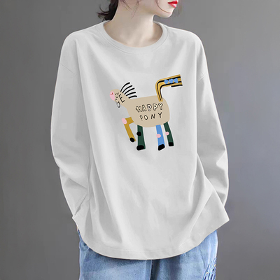 纯棉白t恤女长袖chic内搭打底衫