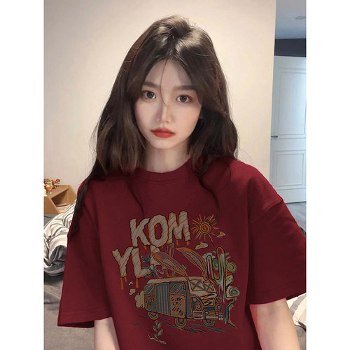 短袖t恤女夏外贸大码多巴胺穿搭