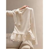 白色打底衫 女内搭德绒t恤女叠穿屁帘蕾丝内搭独特漂亮巨好看上衣