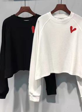 白色长袖t恤女2026新款圆领宽松慵懒风大码单穿巨好看的早秋上衣