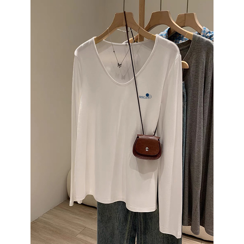 白色打底衫v领内搭上衣胖mm显瘦