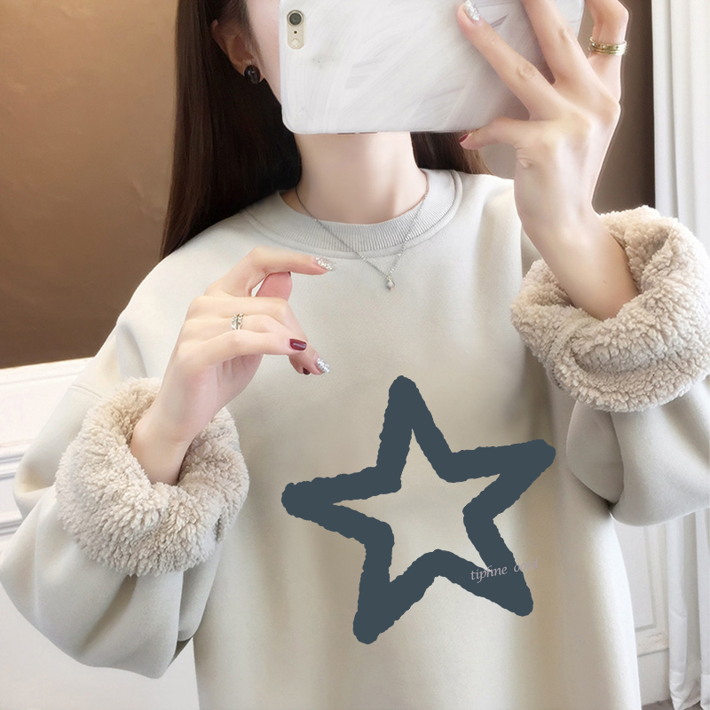 超厚羊羔绒卫衣女秋冬款加绒加厚