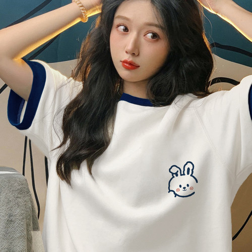 纯棉显瘦胖mm遮肚上衣藏肉潮