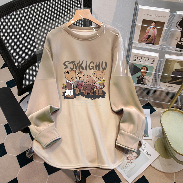 加绒打底衫女秋冬内搭大码中长款