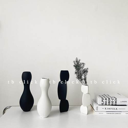 click创意异形抽象花瓶摆件 低温陶瓷中古名宿基地样板间装饰道具