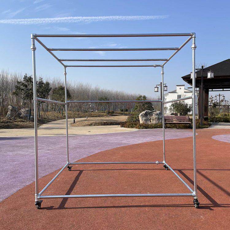 镀锌钢管晾衣架落地室外家用晒被架户外阳台防风加厚简易晾衣架