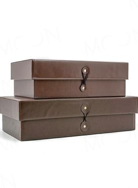 MOON慕空间样板房收纳盒衣帽间装饰品收纳箱皮质盒子道具软装摆件