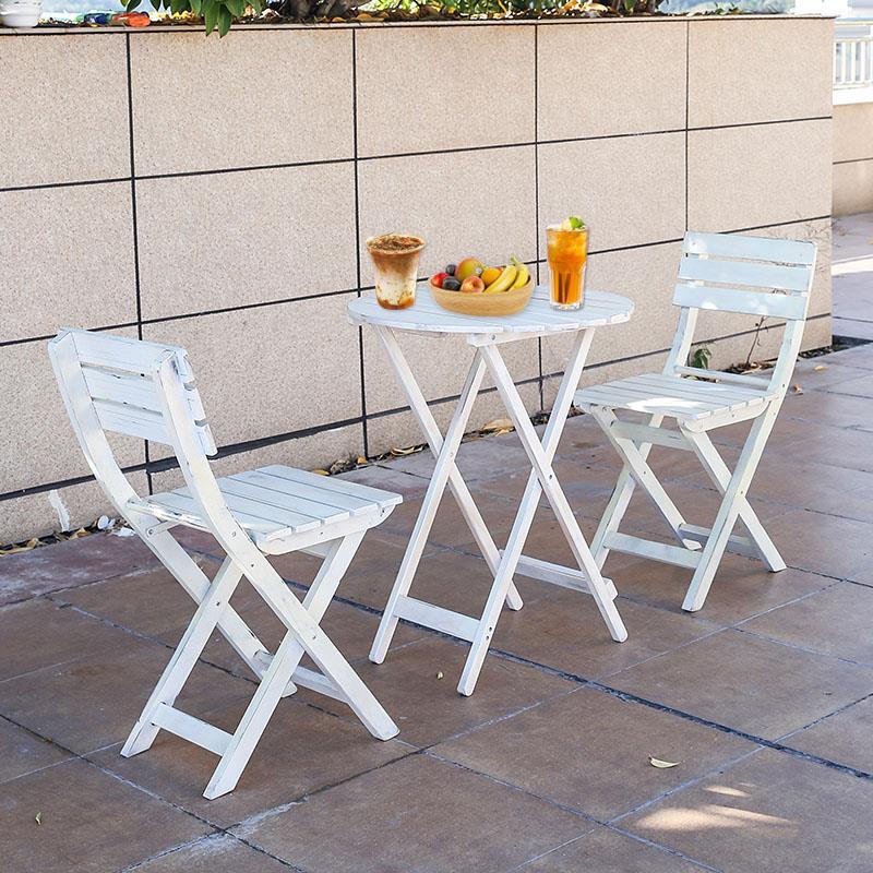 包邮折叠实木餐桌免安装桌椅组合便携阳台木制圆桌学习书桌花桌