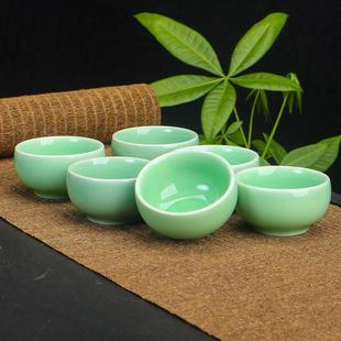 陶瓷小杯子鱼杯茶碗6只装 青瓷家用鲤鱼立体小鱼功夫茶杯茶具套装