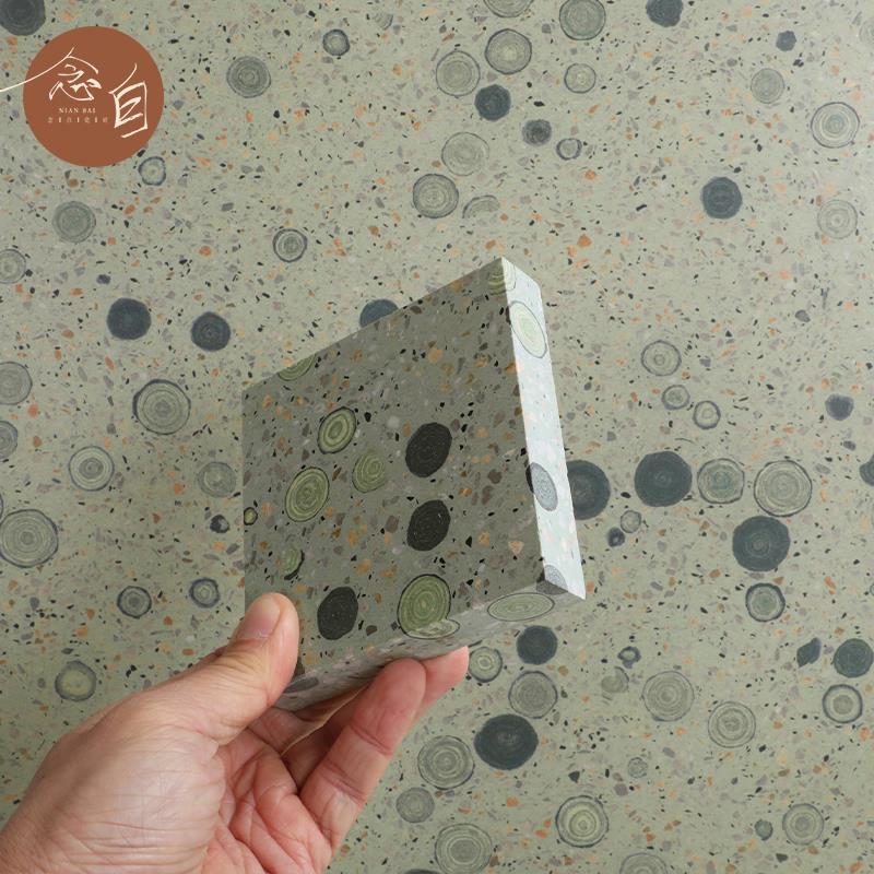 绿色泡泡水磨石瓷砖商业空间店铺背景厨房墙地砖连锁咖啡店防滑砖